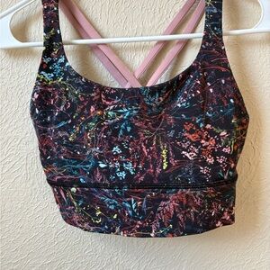 Lululemon Painted Abstract Multi Energy Bra Long Line Size Medium